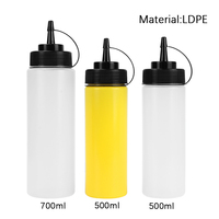 Emballage de bouteille de condiment vide en PE-BD personnalisé de 250ml 350ml 500ml 700ml 1000ml facile à presser pour sauce chili chaude au ketchup avec bouchon torsadé