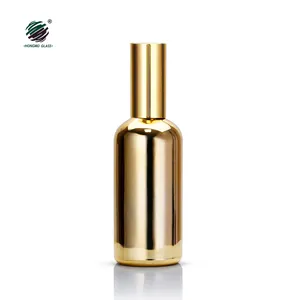 Botol parfum mewah, botol semprot kaca berlapis emas kabut halus untuk minyak kosmetik 5ML 10ML 15ML 20ML 30ML 50ML 100ML
