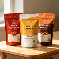 Sachets Kraft personnalisés imprimés en gros, refermables avec fermeture éclair, écologiques, pour l'emballage alimentaire des cacahuètes grillées et des pistaches