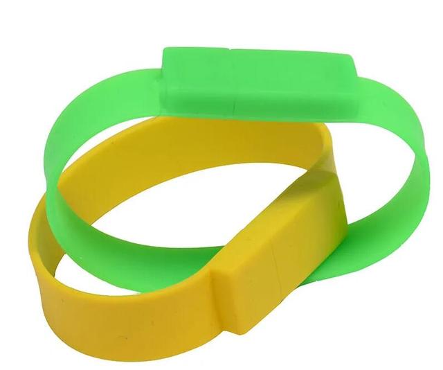 USB 2.0 Flash Drive Pen Silicone Wrist Bracelet with 4GB to 128GB Capacity Memory Stick 'U' Disk Pendrive Gift in Box