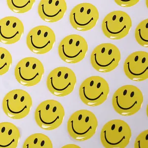 Amarillo feliz cara sonriente pegatinas esmalte 3D pegatinas decorativas para papelería