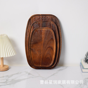 Walnut Wood Serving <b>Tray</b> Rectangular Solid Wood <b>Tea</b> <b>Tray</b> Household Fruit Breakfast Plate Dish Teapot Holder Brewing <b>Tray</b> - Product Image 4