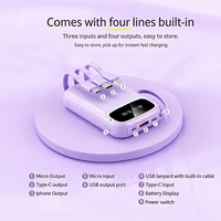 Banco de Energía Portátil con Pantalla Digital, Carga Rápida PD de 22.5W, 10000mAh, 4 Cables de Carga Integrados, Diseño con Cordón USB