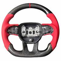 Volant en cuir rouge et fibre de carbone pour Dodge Challenger SRT Charger 2014 2015 2016 2017 2018 2019 2020 2021 - Vente chaude