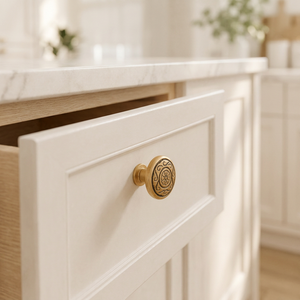 Perilla de gabinete de Metal redonda de diseño atractivo de latón AK en manija personalizada con acabado antiguo dorado para muebles de cajón y armario - Product Image 2