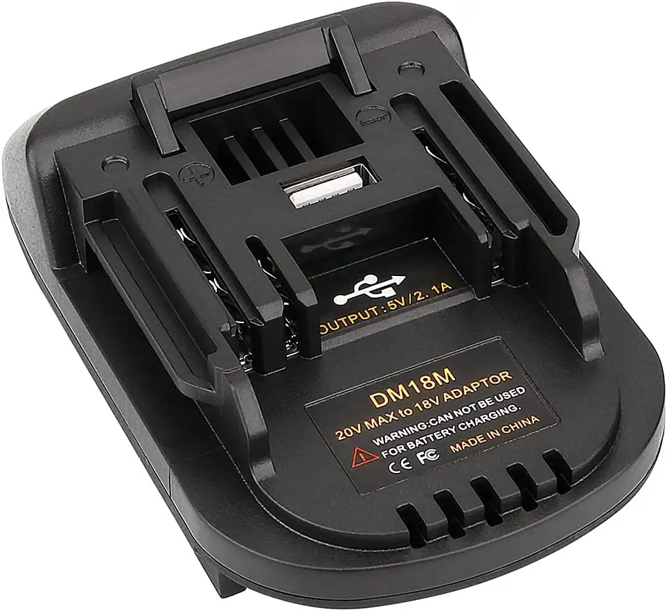 Waitley DM18M Battery Adapter with USB Charging Socket for Dewalt 20V & Milwaukee 18V M18 Lithium Battery Convert to Makita 18V