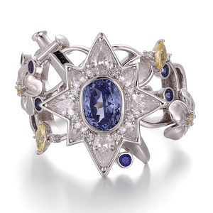 Anillo de Plata de Ley 925 con Gema de Laboratorio Personalizada, Diseño de Moda, Piedra Principal Ovalada, Zafiro Azul Cultivado en Laboratorio para Hombre y Mujer - Product Image 2