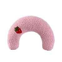 Oreiller en peluche en forme de U pour animaux de compagnie jouet pour chat à motif solide et Protection de la colonne cervicale pour les fournitures de chat de chiot de sommeil profond