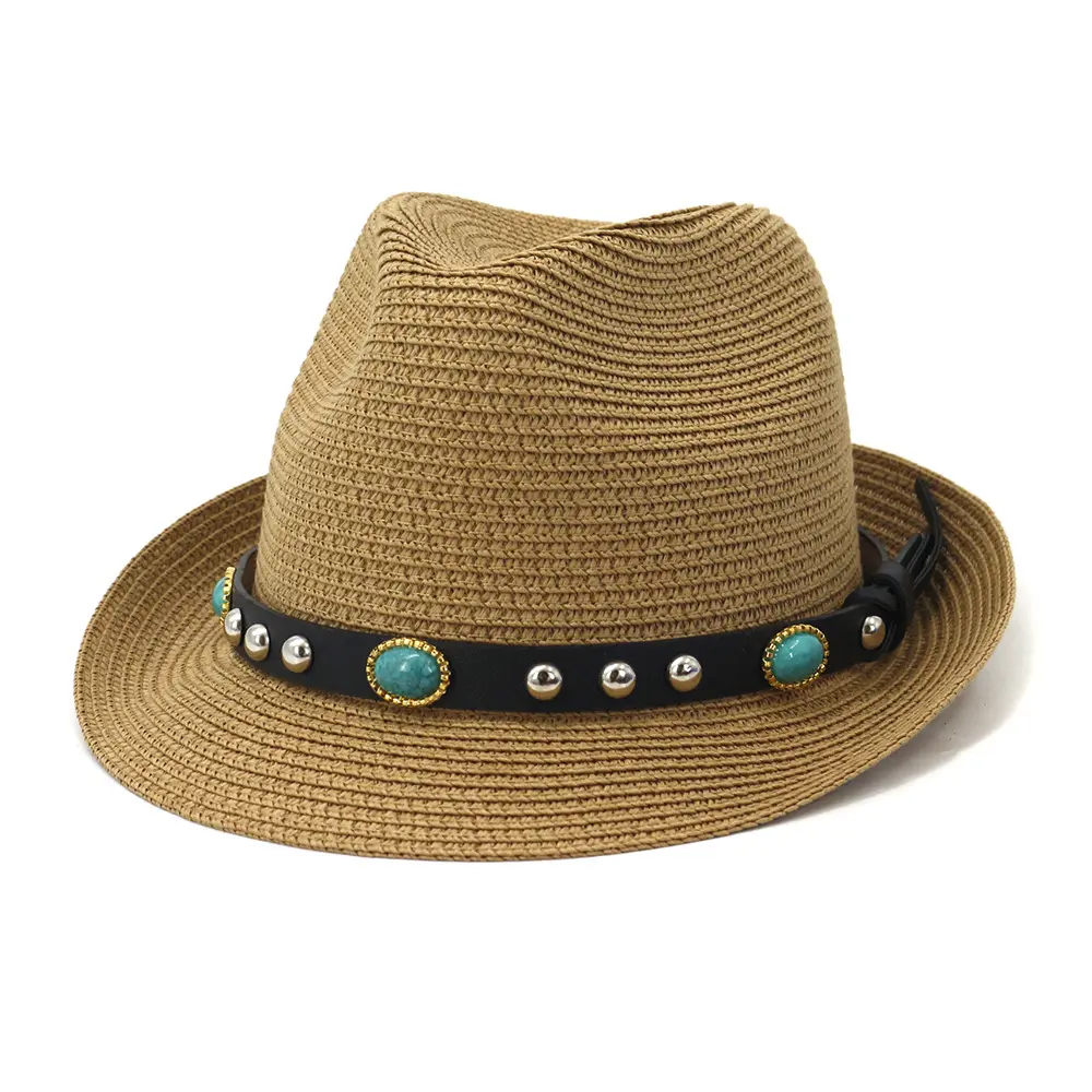 2024 tela de papel barata hombres verano diseñador personalizado vaquero paja Fedora sombrero para hombres