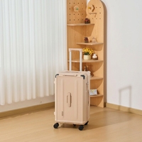 Valise de voyage en PC avec impression de logo personnalisé, extension de 5 cm, port USB frontal, roues silencieuses à freinage antichoc TSA