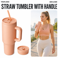 Gobelet isotherme durable en acier inoxydable de 40 oz (1,2 L) avec poignée et paille, motif fleurs jaunes, idéal pour les voyages, le sport et comme idée cadeau