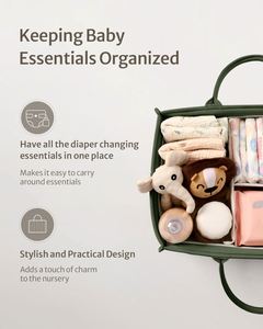 Quilted Diaper Caddy Organizer Premium Puffer Style Nursery Storage <b>Bins</b> Water-Resistant & Wipeable Changing Table Organizer - Product Image 6