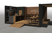 Conception de kiosque de café en bois avec porte en verre trempé pour l'extérieur
