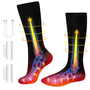 Soft Breathable Insulated Material Rechargeable Battery Operated Electric Heated Warm Fuzyy Socks Mens Womens