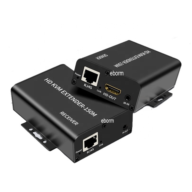 150M HDMI KVM Extender Over Cat5e Cat6 1080P HDMI USB KVM Ethernet Extender Transmitter with Loop Out Support USB Keyboard Mouse