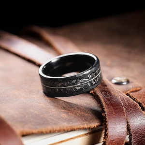 Großhandels <span class=keywords><strong>preis</strong></span> Hammered Edge Meteorite Rings Schwarzer Wolfram schmuck für Frauen Männer Bijoux En Acier Inoxydable Jewelry Sets - Product Image 2