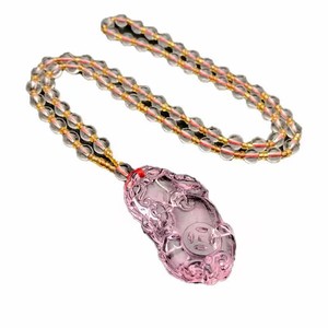 Wholesale pink Crystal Glass Stylish Buddha <strong>Fox</strong> Gourd Rose Flower Jade Donut Goldfish Pendant <strong>Necklace</strong> for Women Men 2025 - Product Image 6