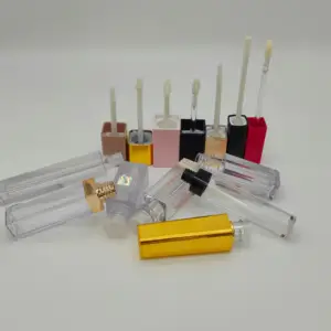 Lipgloss-Rohrverpackung weiß und durchsichtig Rohr Lipgloss Lipgloss-Rohr Eigenmarke Schrägfall-Kosmetik Luxus quadratisch Mehrfachtöße