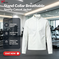 Veste décontractée sportive respirante pour homme, col montant, fermeture éclair, en polyester à séchage rapide, idéale pour la course en extérieur