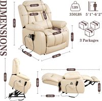 Fauteuil inclinable électrique à positionnement infini pour personnes âgées, avec double moteur, massage et chauffage, repose-pieds extensible