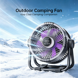 Ventilateur de <span class=keywords><strong>camping</strong></span> électrique longue durée 10000 mAh avec lumière LED, design pliable, alimenté par <span class=keywords><strong>batterie</strong></span>, turbo, contrôlé par application, pour voiture et hôtel - Product Image 3