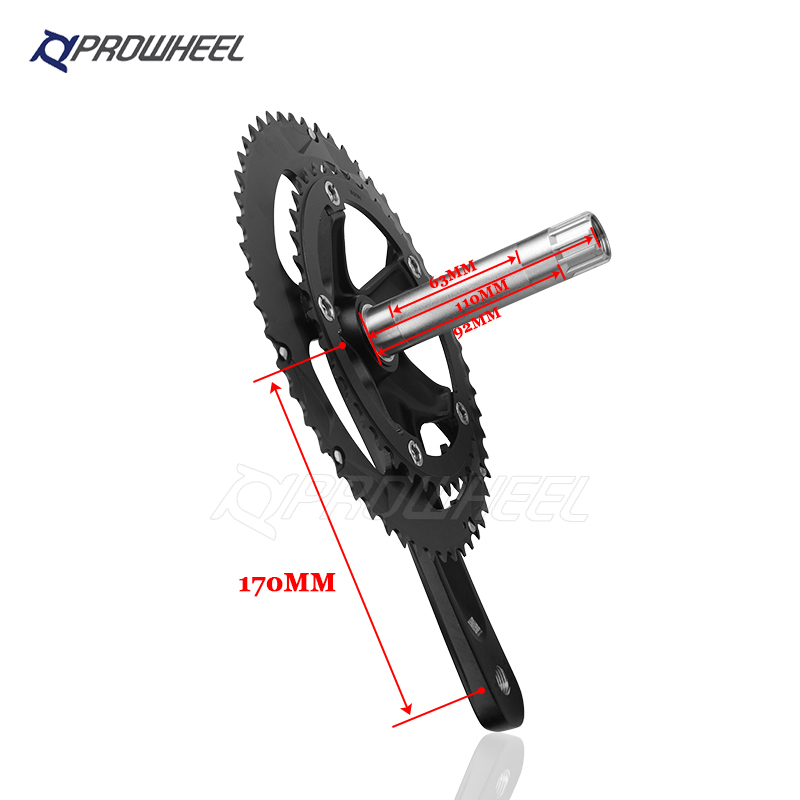 クランク 自転車 ボトムブラケット ロードバイク スプロケット 170Mm 504T PROWHEELロード自転車110BCD130BCDホローダブルスプロケットクランクセット170⁄172.5mm、ボトムブラケット付きBBアームロードバイククランクセット
