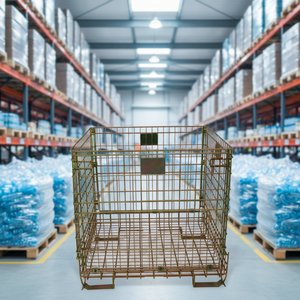 מכולת רשת מתקפלת מגולוונת אבץ חסכונית של יצרן ג'יאמו הסיטונאי, סגירת אבזם, לאחסון מטען באירופה - Product Image 1