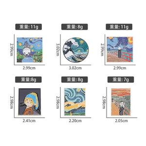 Broches Artísticos de Ukiyo-e con Ondas y la Creación de Adán, Pins de Esmalte de la Noche Estrellada para Ropa y Mochilas, Artesanías Metálicas - Product Image 5