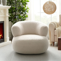 Fauteuil de salon en velours Teddy crème style nordique, fauteuil de chambre à coucher, fauteuil moderne incurvé en forme de U, canapé simple paresseux
