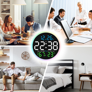 <span class=keywords><strong>Reloj</strong></span> Despertador Decorativo con Luz <span class=keywords><strong>de</strong></span> Iglesia, Calendario, Pantalla Electrónica RGB <span class=keywords><strong>de</strong></span> Gran Tamaño, <span class=keywords><strong>Reloj</strong></span> <span class=keywords><strong>de</strong></span> Pared Digital LED Redondo con Temperatura - Product Image 6