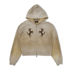 Sweat à capuche unisexe zippé, coupe courte, effet délavé et déchiré, broderie patch, surdimensionné, personnalisé pour homme - Product Image 6