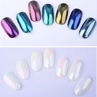 Poudre scintillante effet miroir magique 13 couleurs nacrées, rose féerique aurore pour ongles