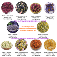 4000 Bunga Teh Kering Alami Campuran Lavender Melati Mawar Teratai Biru, Teh Daun Lepas, Bahan Baku untuk Sabun, Lilin, dan Resin Mandi