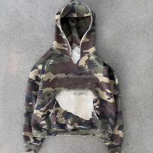 Sweat-shirts décontractés surdimensionnés en coton 100% lourd personnalisés avec impression camouflage pour hommes - Product Image 1