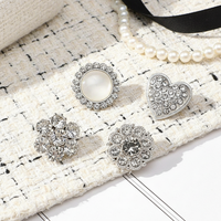 Kancing Jahit Bentuk Kelopak Bunga Mewah Sederhana Berhiaskan Rhinestone Penuh, Bahan Zinc Alloy Ramah Lingkungan, Untuk DIY Kemeja dan Pakaian