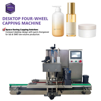 Máquina Tapadora de Sobremesa de Cuatro Ruedas con Servomotor, Control por Pantalla Táctil, Semiautomática, de Alta Precisión para Botellas de Plástico y Vidrio, Precio de Fábrica