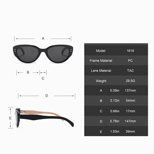 CONCHEN Lunettes de soleil en bois à la mode 3 + 2 avec charnière à ressort TAC Lunettes de soleil unisexes pour temple en bois polarisées - Product Image 6