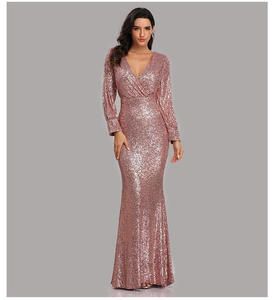 Robe de soirée élégante en sequins sirène, longue jusqu'au sol, noire, pour la mère de la mariée, banquet 2022 - Product Image 2