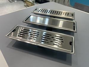 Drain de douche avec grille rectangulaire amovible en acier inoxydable, drain linéaire de salle de bain et filtre à <span class=keywords><strong>cheveux</strong></span> - Product Image 2