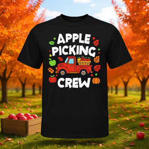 T-shirt Apple Picking Crew, design récolte d'automne, camion rouge, graphique, taille adulte unisexe - Product Image 3