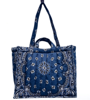 Sac fourre-tout d'été personnalisé en gros pour femme, grand sac de plage, sac bandana, sac matelassé gonflé