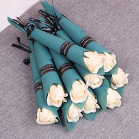 Bouquet de savon AYOYO Rose unique lumineuse Cadeau romantique pour la Saint-Valentin Diplôme - Savon artisanal Fleur décorative
