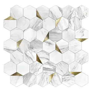 Factory Outlet Peel and Stick Wall Tiles Backsplash for Kitchen RV Decor Self-Adhesive Tile Hexagon Mosaic Tiles