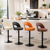 Tabouret de bar moderne en similicuir noir, réglable, à dossier haut, pivotant et stable, pour hôtel, restaurant, bar