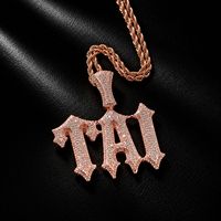 Collier chaîne avec pendentifs lettres personnalisables DIY Hip Hop 26 pièces en laiton et zircon cubique, bijoux tendance