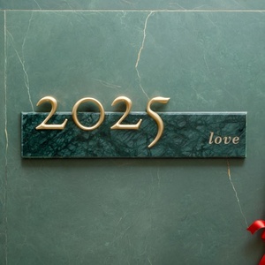 Plaque d'immatriculation moderne et élégante en métal, laiton, finition marbrée émeraude, panneau de porte durable pour hôtels, panneau publicitaire - Product Image 2