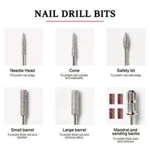 Ponceuse à ongles électrique professionnelle portable avec embouts de ponçage et bandes abrasives - Product Image 6