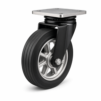 Roue pivotante plate en caoutchouc EFON de [taille en pouces] avec frein, double rangée, pour chariot et bac industriel