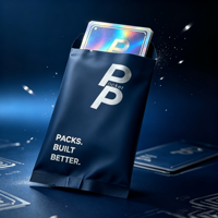 Emballage personnalisé pour cartes à collectionner, noir mat avec dorure à chaud, surface brillante, dos métallique, sachets thermoscellables
