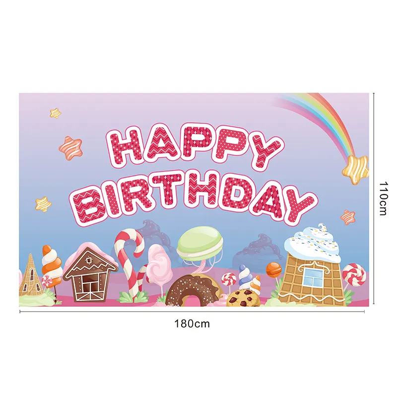 Happy 1st Cartoon Theme Polyester Birthday Backdrop Banners Photography Background For kids Birthday